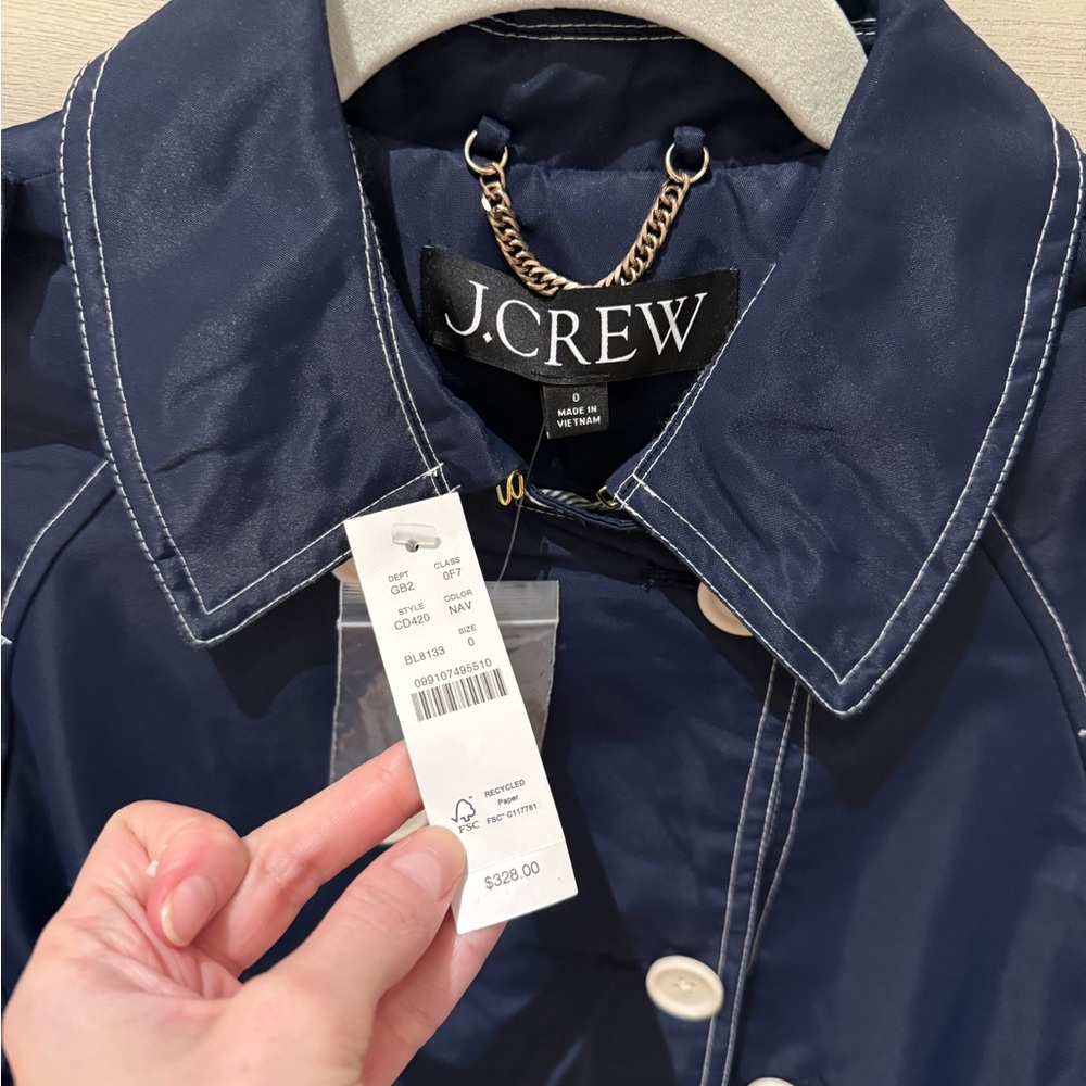 NWT J.Crew Relaxed Trench Coat in
Lightweight Shiny Nylon - Size 0 - Picture 9 of 10